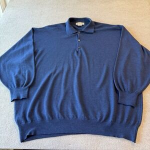 Pronto Uomo Sweater Mens 4XL Long Sleeve Blue 100% Wool Made In Italy